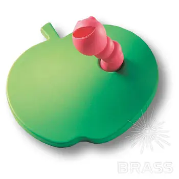 Ручки Brass Детские 461025st06st09 ручка мебельная детская, яблоко зеленое с красным червячком
